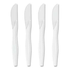 Mediumweight Plastic Cutlery, Knife, White, 1,000/Pack