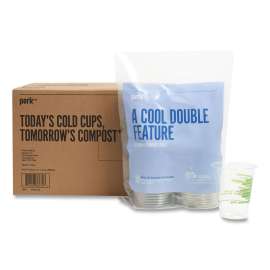 Eco-ID Compostable PLA Corn Plastic Cold Cups, 12 oz, Clear/Green, 50/Pack, 6 Packs/Carton