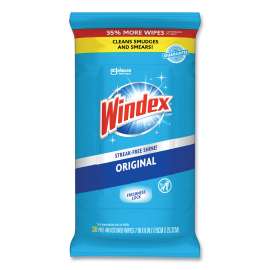 Glass and Surface Wet Wipe, Cloth, 7 x 8, Unscented, 38/Pack