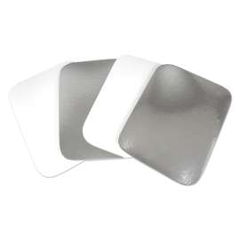 Flat Board Lids for 3 Compartment MOW Foil Container, Silver, Paper, 500/Carton