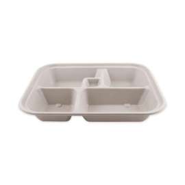 Fiber Bento Box Containers, 5-Compartment, 11.8 x 9.4 x 2, Natural, Paper, 300/Carton