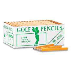 Golf Wooden Pencils, 0.7 mm, HB (#2), Black Lead, Yellow Barrel, 144/Box