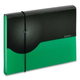 Seven-Pocket Poly Expanding File, 1" Expansion, 7 Sections, Elastic Cord Closure, 1/6-Cut Tabs, Letter Size, Green