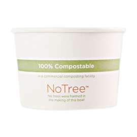 No Tree Paper Bowls, 16 oz, 4.4" Diameter x 3"h, Natural, Sugarcane, 500/Carton
