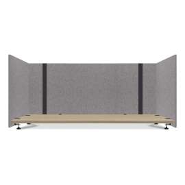 Adjustable Desk Screen with Returns, 48 to 78 x 29 x 26.5, Polyester, Gray