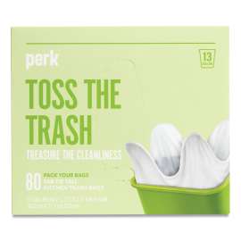 Tab-Tie Tall Kitchen Trash Bags, 13 gal, 0.9 mil, 28" x 24", White, 80/Box