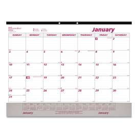 Monthly Desk Pad Calendar, 22 x 17, White/Burgundy Sheets, Black Binding, Clear Corners, 12-Month (Jan to Dec): 2023