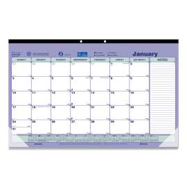 Monthly Desk Pad Calendar, 17.75 x 10.88, White/Blue/Green Sheets, Black Binding, Clear Corners, 12-Month (Jan to Dec): 2023