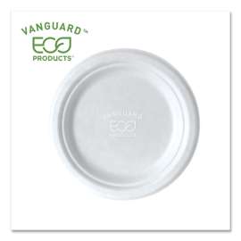 Vanguard Renewable And Compostable Sugarcane Plates, 7" Dia, White, 1,000/carton
