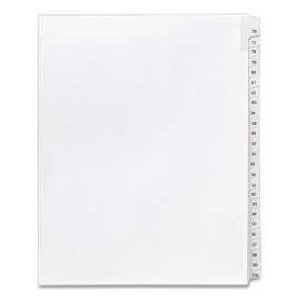 Preprinted Legal Exhibit Side Tab Index Dividers, Allstate Style, 25-Tab, 76 to 100, 11 x 8.5, White, 1 Set, (1704)