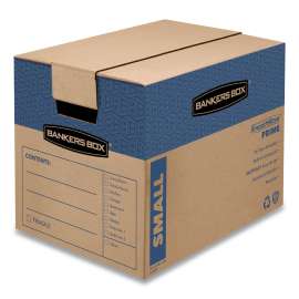 SmoothMove Prime Moving/Storage Boxes, Hinged Lid, Regular Slotted Container, Small, 12" x 16" x 12", Brown/Blue, 15/Carton