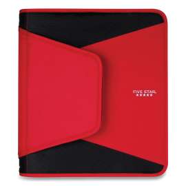 Tech Zipper Binder, 3 Rings, 1.5" Capacity, 11 x 8.5, Red/Black Accents