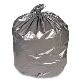 Linear Low-Density Can Liners, 45 gal, 1.7 mil, 39" x 47", Silver, 50/Carton