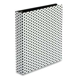 Punch Pop Fashion Binder, 3 Rings, 1.5" Capacity, 11 x 8.5, White/Black Polka Dot Design