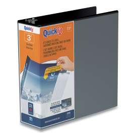 QuickFit D-Ring View Binder, 3 Rings, 3" Capacity, 11 x 8.5, Black