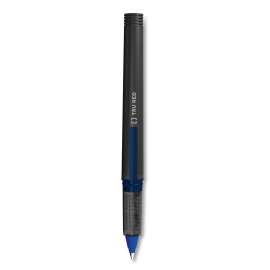 Roller Ball Pen, Stick, Fine 0.5 mm, Blue Ink, Black Barrel, Dozen