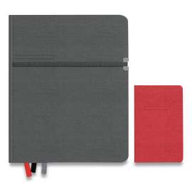Large Mastery Journal with Pockets, 1 Subject, Narrow Rule, Charcoal/Red Cover, 10 x 8, 192 Sheets