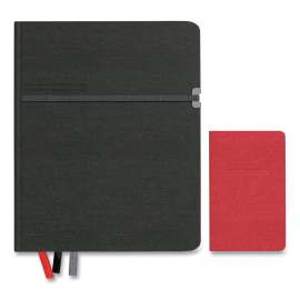 Large Mastery Journal with Pockets, 1 Subject, Narrow Rule, Black/Red Cover, 10 x 8, 192 Sheets