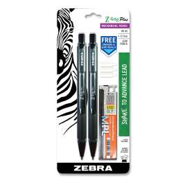 Z-Grip Plus Mechanical Pencil, 0.7 mm, HB (#2), Black Lead, Black Barrel, 2/Pack