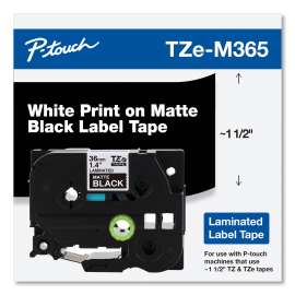 TZe Standard Adhesive Laminated Labeling Tape, 1.4" x 26.2 ft, White on Matte Black