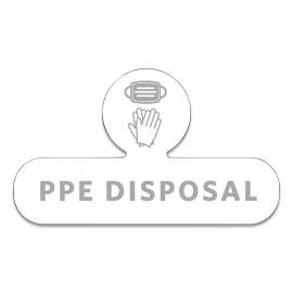 Medical Decal, PPE DISPOSAL, 9.5 x 5.6, White