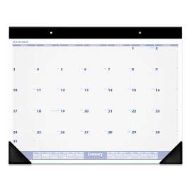 Desk Pad, 24 x 19, White Sheets, Black Binding, Black Corners, 12-Month (Jan to Dec): 2023
