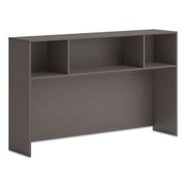 Mod Desk Hutch, 3 Compartments, 66w x 14d x 39.75h, Slate Teak