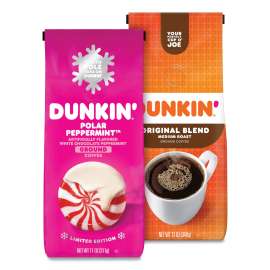 Original Blend Coffee, Dunkin Original/Polar Peppermint, 12 oz/11 oz Bag, 2/Pack, Delivered in 1-4 Business Days