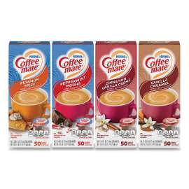Liquid Coffee Creamer, Cinnamon/Peppermint/Pumpkin/Vanilla, 0.38oz Mini Cups, 50/PK,4 PK/CT, Delivered in 1-4 Business Days