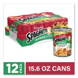 Canned Pasta with Meatballs, 15.6 oz Can, 12/Pack, Delivered in 1-4 Business Days