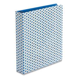 Punch Pop Fashion Binder, 3 Rings, 1.5" Capacity, 11 x 8.5, White/Blue Polka Dot Design