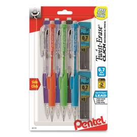 Twist-Erase CLICK Mechanical Pencil, 0.7 mm, HB (#2.5), Black Lead, Assorted Barrel Colors, 6/Pack