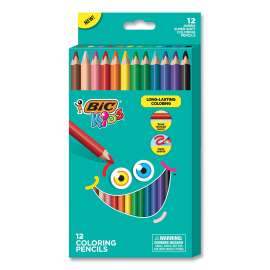 Kids Jumbo Coloring Pencils, 1 mm, HB2 (#2), Assorted Lead, Assorted Barrel Colors, 12/Pack