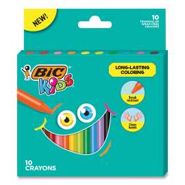 Kids Coloring Triangle Crayons, 10 Assorted Colors, 10/Pack
