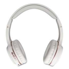 TREMORS Stereo Wireless Headphones with Microphone, 3 ft Cord, White/Rose Gold