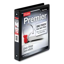Premier Easy Open ClearVue Locking Round Ring Binder, 3 Rings, 1" Capacity, 11 x 8.5, Black