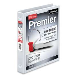 Premier Easy Open ClearVue Locking Round Ring Binder, 3 Rings, 1" Capacity, 11 x 8.5, White