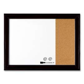 Home Decor Magnetic Combo Dry Erase Board with Cork Board on Side, 23 x 17, White/Natural Surface, Black Wood Frame