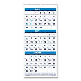 Recycled Three-Month Format Wall Calendar, Vertical Orientation, 8 x 17, White Sheets, 14-Month (June to July): 2022 to 2023