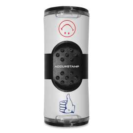 Dual Message Pre-Inked Round Stamp, Smiley Face/Thumbs-Up, 0.63" dia, Red/Blue