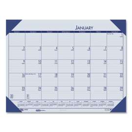 EcoTones Recycled Monthly Desk Pad Calendar, 22 x 17, Ocean Blue Sheets/Corners, Black Binding, 12-Month (Jan-Dec): 2023