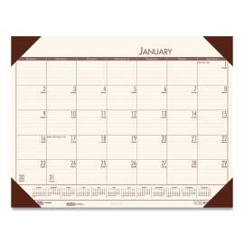EcoTones Recycled Monthly Desk Pad Calendar, 22 x 17, Moonlight Cream Sheets, Brown Corners, 12-Month (Jan to Dec): 2023