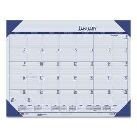 EcoTones Recycled Monthly Desk Pad Calendar, 18.5 x 13, Ocean Blue Sheets/Corners, Black Binding, 12-Month (Jan to Dec): 2023