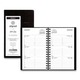 Aligned Weekly Contacts Planner, 6 x 3.5, Black Cover, 12-Month (Jan to Dec): 2023