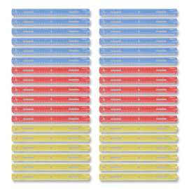Plastic Ruler, Standard/Metric, 12" (30 cm) Long, Assorted Translucent Colors