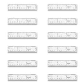 Clear Flexible Acrylic Ruler, Standard/Metric, 6" (15 cm) Long, Clear, 12/Box