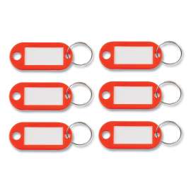 Key Tags Label Window, 0.88 x 0.19 x 2, Red, 6/Pack