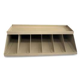 Coin Wrapper and Bill Strap Single-Tier Rack, 6 Compartments, 10 x 8.5 x 3, Steel, Pebble Beige