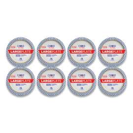 Heavy Duty Disposable Dinnerware, Large Plate, 11.5" dia, Floral, Blue/Yellow/White, 12/Pack