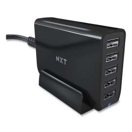 USB Charging Station, Five USB Ports, Black